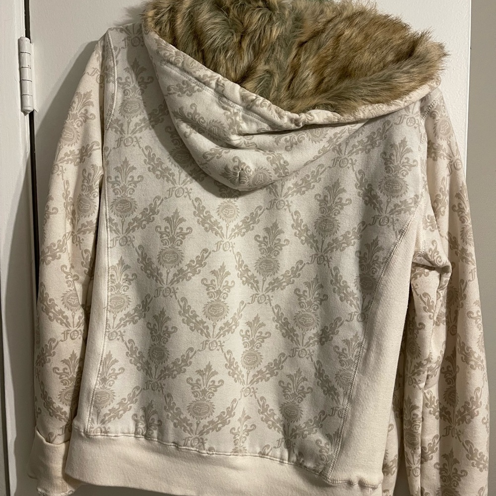 Fox Cream Hoodie with Faux Fur Interior